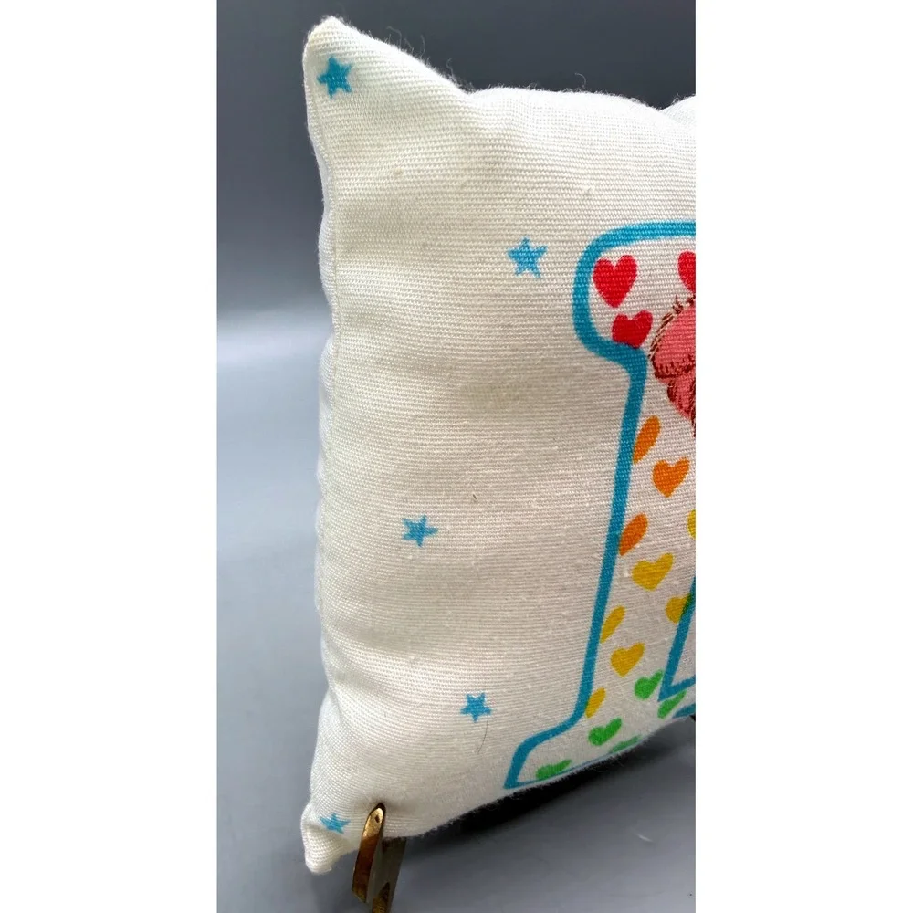 Vintage Care Bears Love-a-Lot Bear Letter B Mini Accent Pillow White 5.5